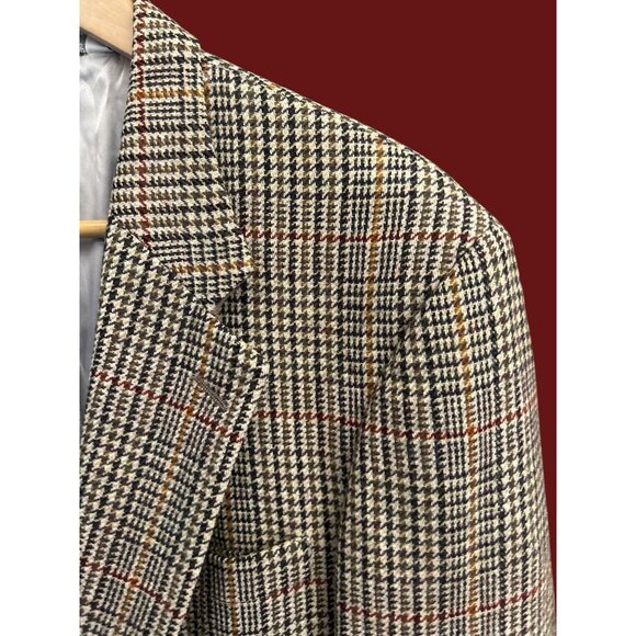 Lands End Houndstooth Plaid Wool Blazer Preppy Vintage Style Academia 41R - Picture 4 of 11